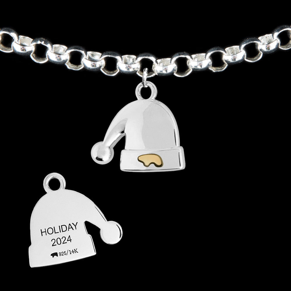 2024 Two Tone Santa Hat Holiday Charm – The Golden Bear