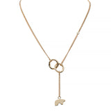 Bear and Diamond Lariat Necklace