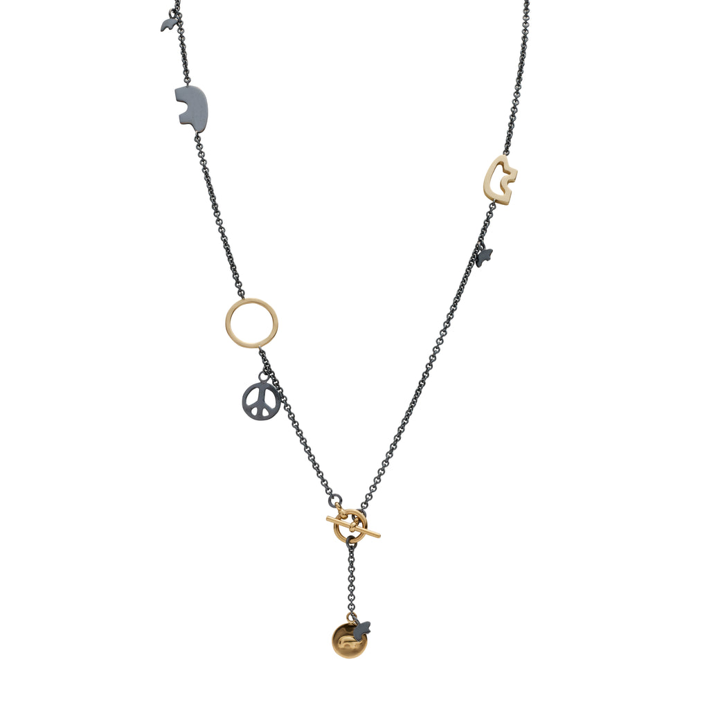 Two-Tone Charm Lariat Necklace – The Golden Bear