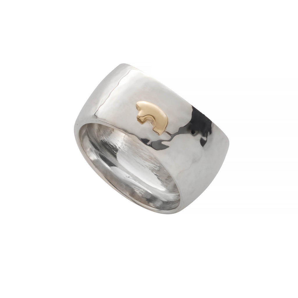 The Golden Bear スターリングシルバー　14K ドームリング Sterling Silver Hammered Dome Ring – The Golden Bear