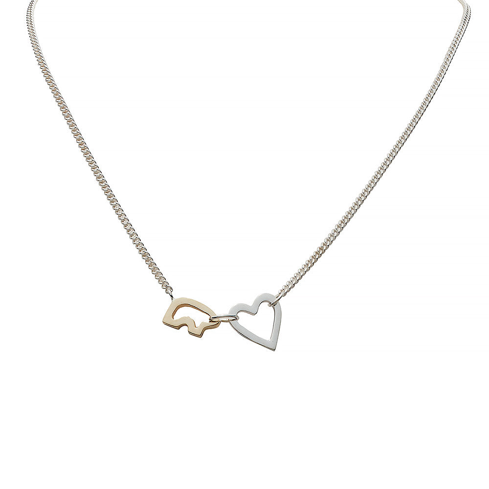 Silhouette Bear and Heart Necklace The Golden Bear