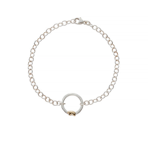 Two Tone Hand Hammered Circle Charm Bracelet