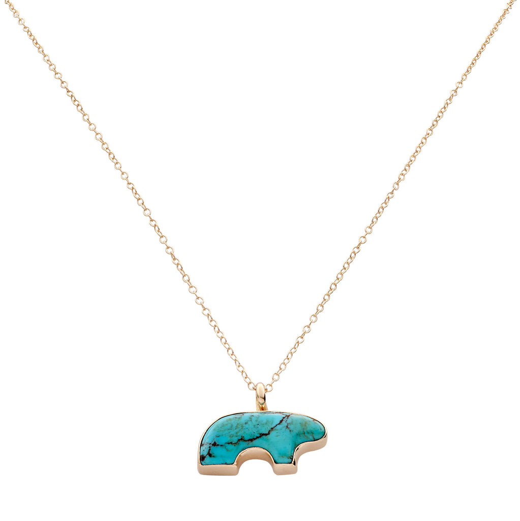 14ky Turquoise Stone Mama Bear Necklace – The Golden Bear