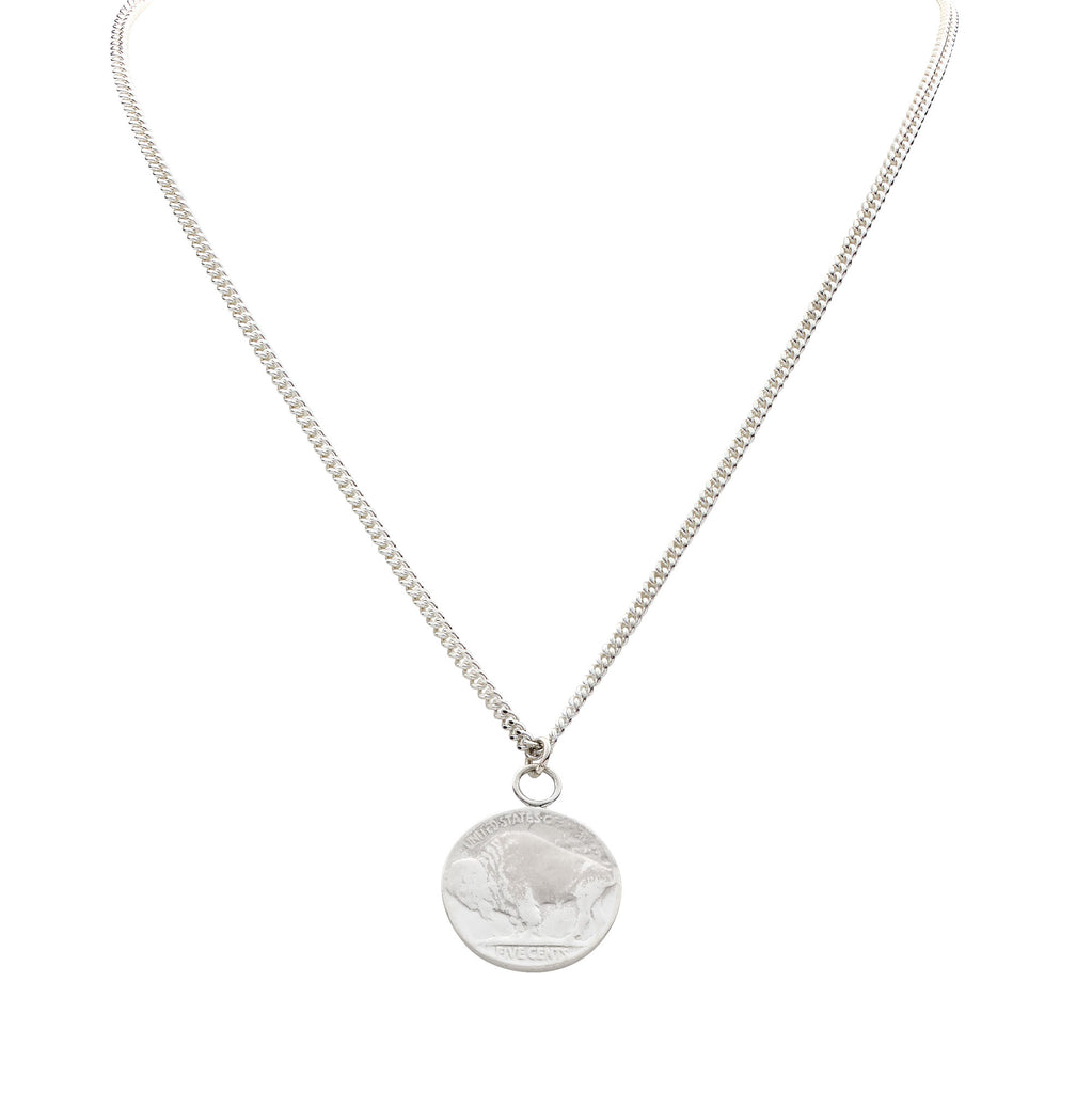★人気★ 【SHOVEOFF】 Silver Coin Chain Necklace Vintage Coin Necklace Silver Statement Necklace Silver