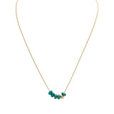 Dainty 18k yellow gold chain with 5 turquoise beads and a gold nugget bead