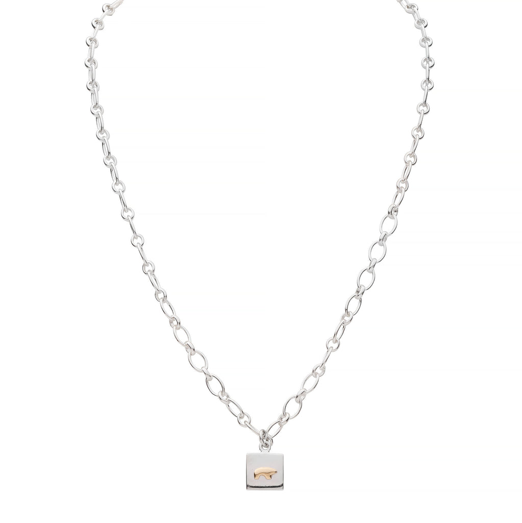 【韓国 NUMBERING】#7727 Square Bar Pendant Necklace 7727 - NUMBERING