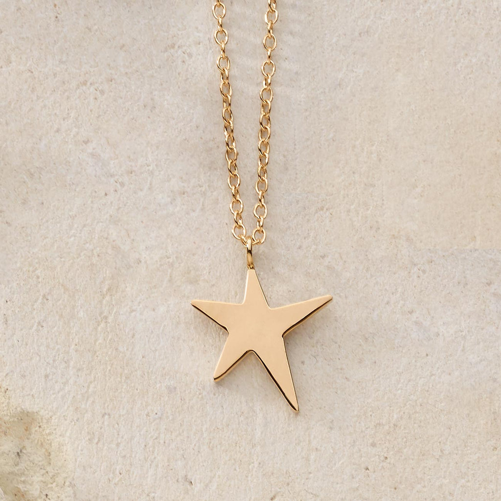 14K Gold Star Key Pendant