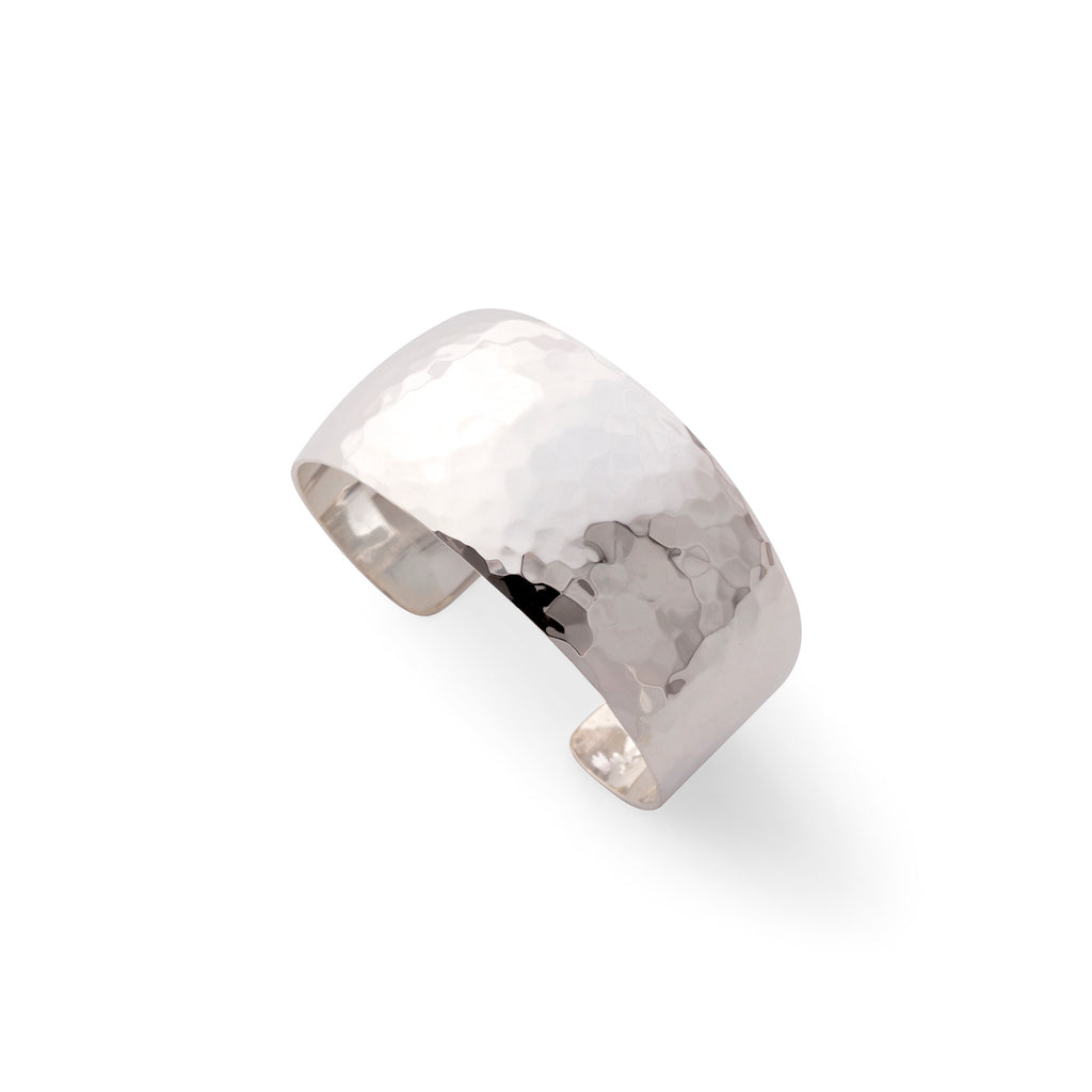 Statement Hammered Cuff Bracelet in Sterling Silver