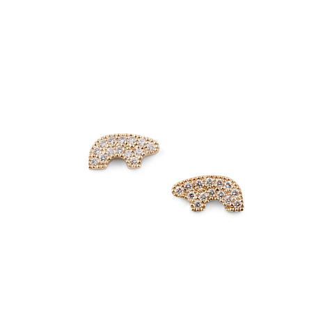 14k Yellow Gold Baby Bear Pave Earrings