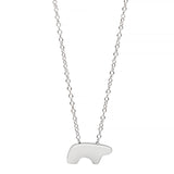 14k white gold necklace with a bear-shaped pendant on a white background