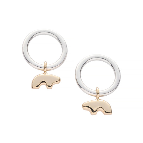 Two Tone Bear on Hops Stud Earrings
