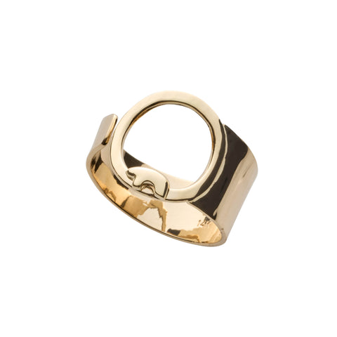 14kyellow gold open lasso ring with bear