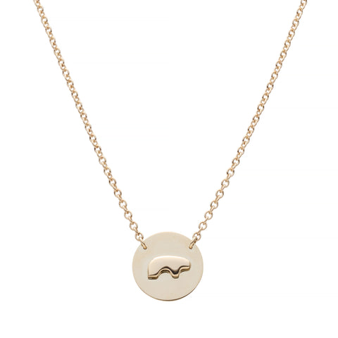14ky Bear Disc Pendant