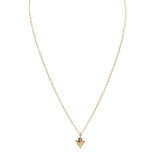 14k yellow Gold necklace with a small arrowhead pendant on a white background
