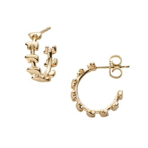 14k yellow gold stacked bear hoops
