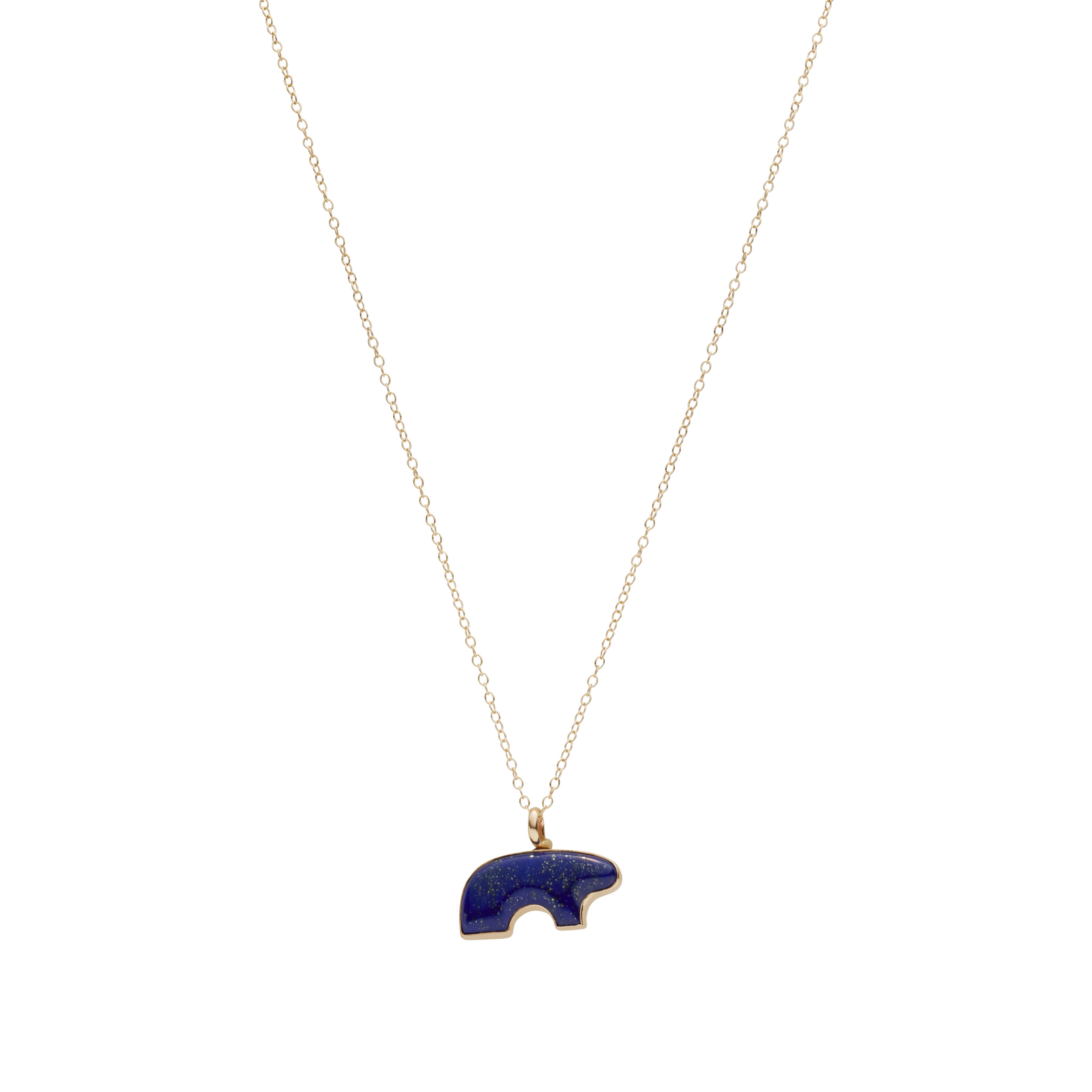 14ky Lapis Mama Bear Necklace – The Golden Bear