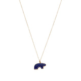 14ky Lapis Mama Bear Stone Pendant