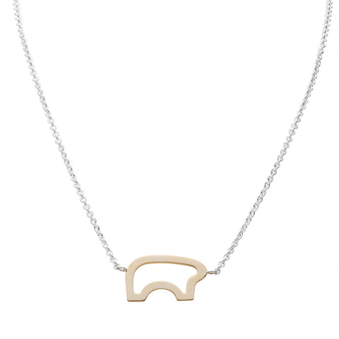 two tone silo bear necklace