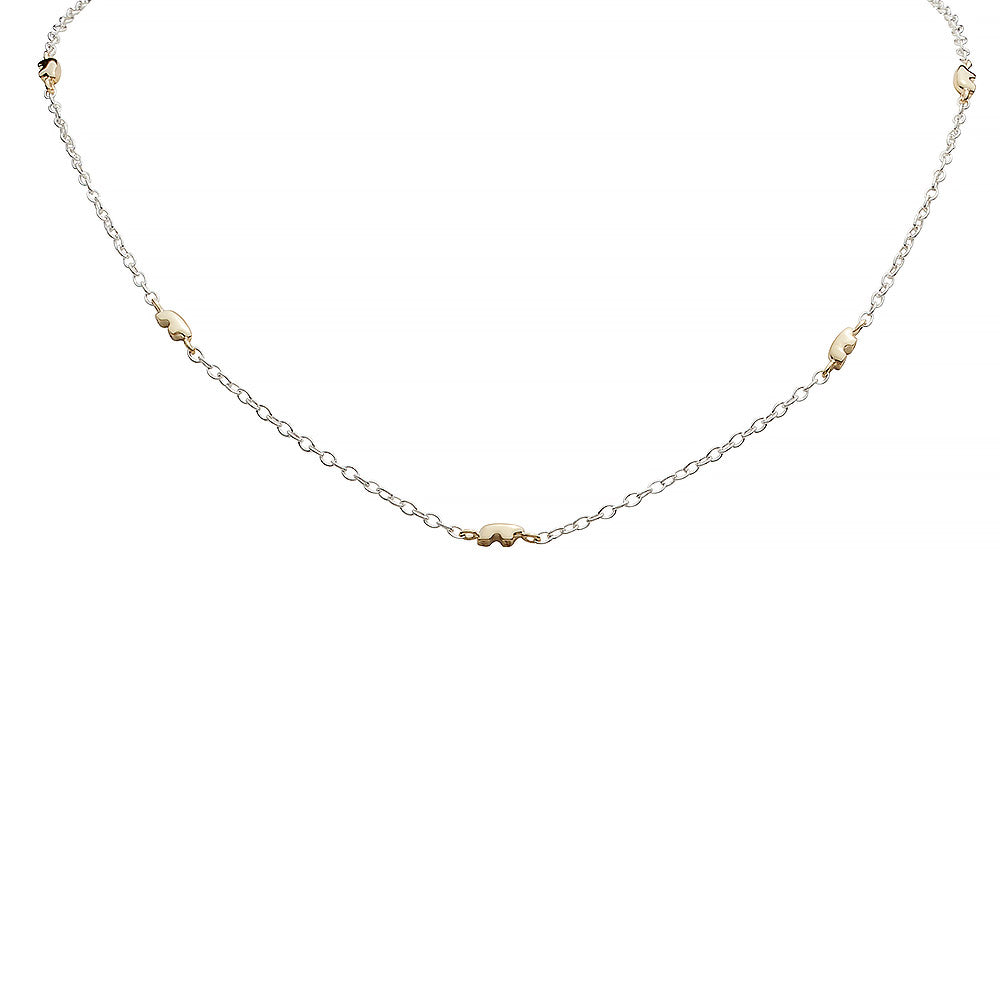 Buy Gold Two Tone Necklace Set With Studded Polki