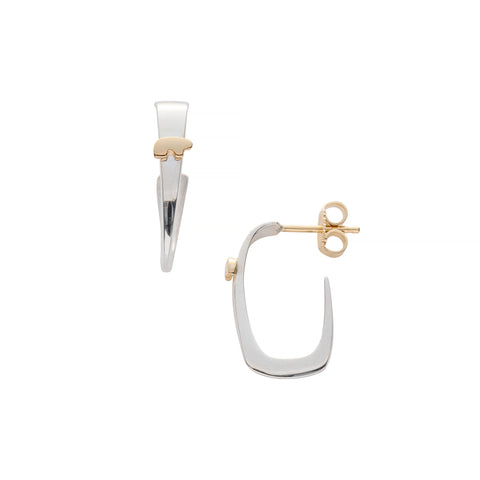 Two Tone Long Hoop Earrings