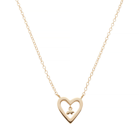 14ky heart and bear pendant