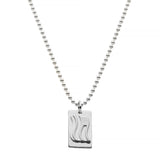 Silver necklace with a rectangular pendant with a flag on a white background