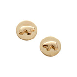 14k yellow gold Tiny Bear Disc Earrings