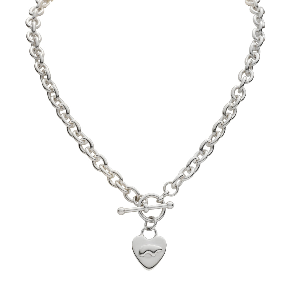 Sterling Silver Heart Toggle Necklace