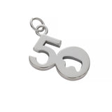 Silver number 50 pendant on a white background