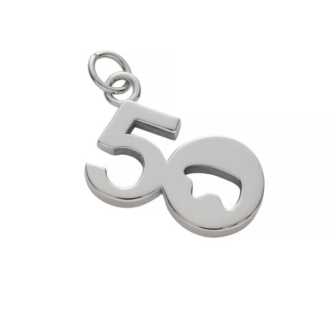Silver number 50 pendant on a white background