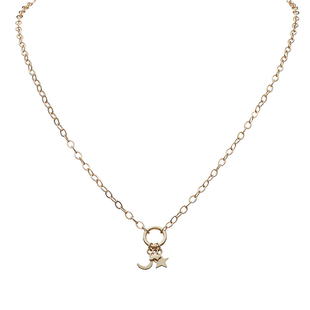 Tiny Moon and Star Charm Necklace