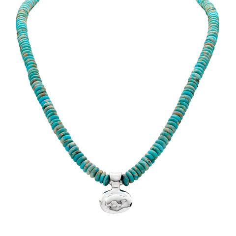 Turquoise Silver Bear Nugget Necklace