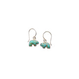 Dainty Turquoise Stone Bear Dangle Earrings