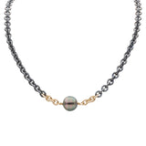 Oxidized Silver and Gray Pearl Necklace