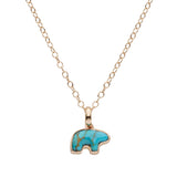 Necklace with a turquoise bear pendant on a white background