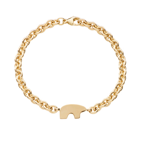 14 yellow gold flat bear bracelet
