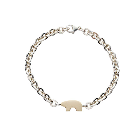 14ky Flat Bear Charm Bracelet