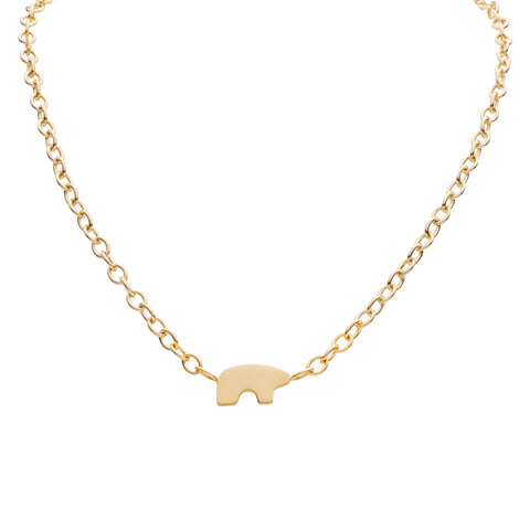 14k yellow gold flat bear necklace