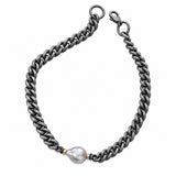 Oxidized silver and baroque pearl necklace
