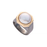 Oxidized Silver and Gray Pearl Ring
