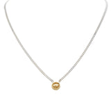 14k yellow gold tiny "coin" disc featuring our Bear on a sterling silver curb chain. 