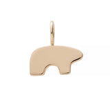 14k yellow Gold  flat bear-shaped charm on a white background