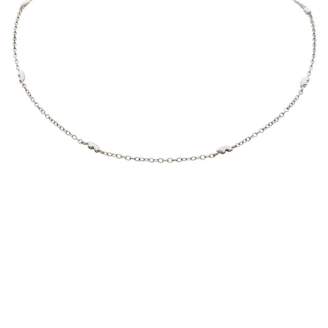 white gold chain with tiny bears necklace on a white background
