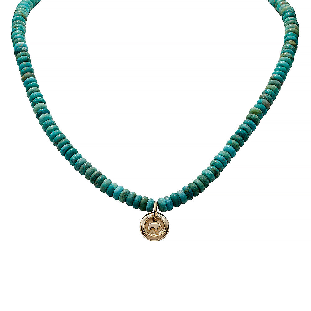 Turquoise Bear Disc Necklace