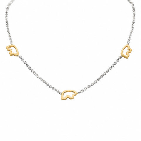 Two Tone Three Bear Necklace