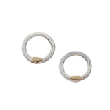 Two tone hand hammered circle stud earrings