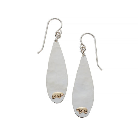 Two Tone Hand Hammered Petal Earrings