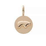 14k yellow Gold charm with a bear design on a white background