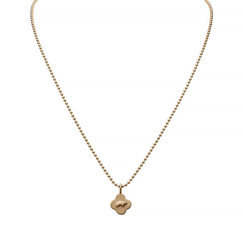 14k yellow gold ball chain, shown with clover charm