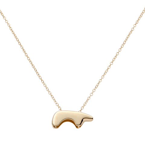 14k yellow gold open bottom mama bear necklace